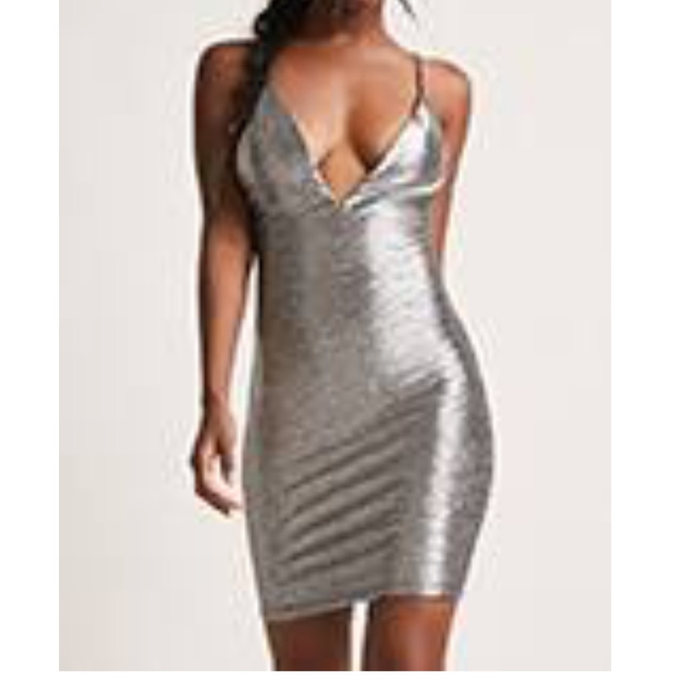 Metallic bodycon silver dress